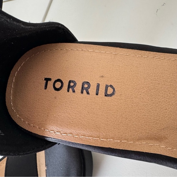 Torrid Black Satin Bow Platform Tapered Block Heels Sandals Shoes - Picture 6 of 13